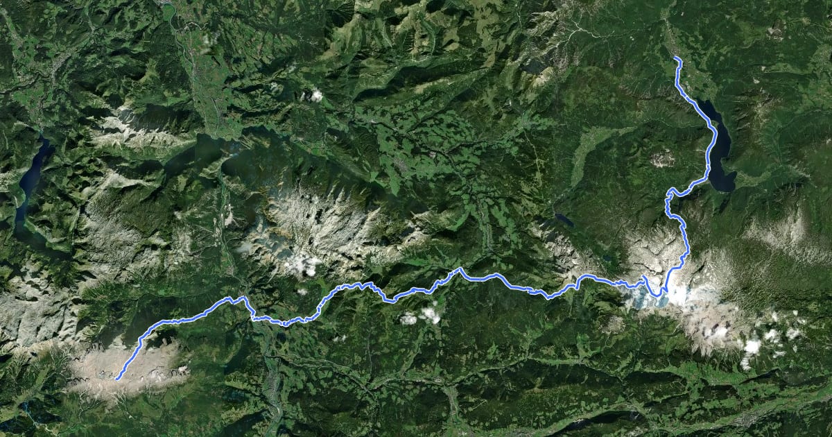 Маршрут Europäischer Fernwanderweg E4 alpin (Steinberge - Bad Goisern) на спутниковом снимке