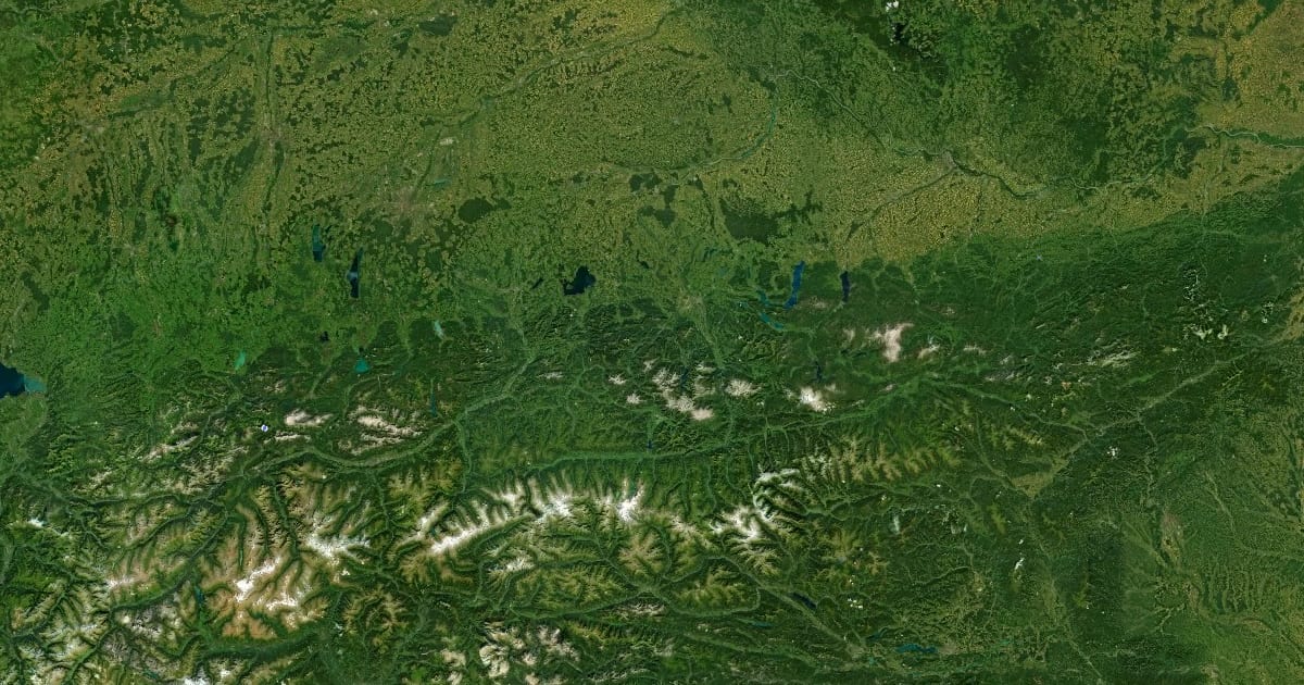 Маршрут Europäischer Fernwanderweg E4, Österreich на спутниковом снимке