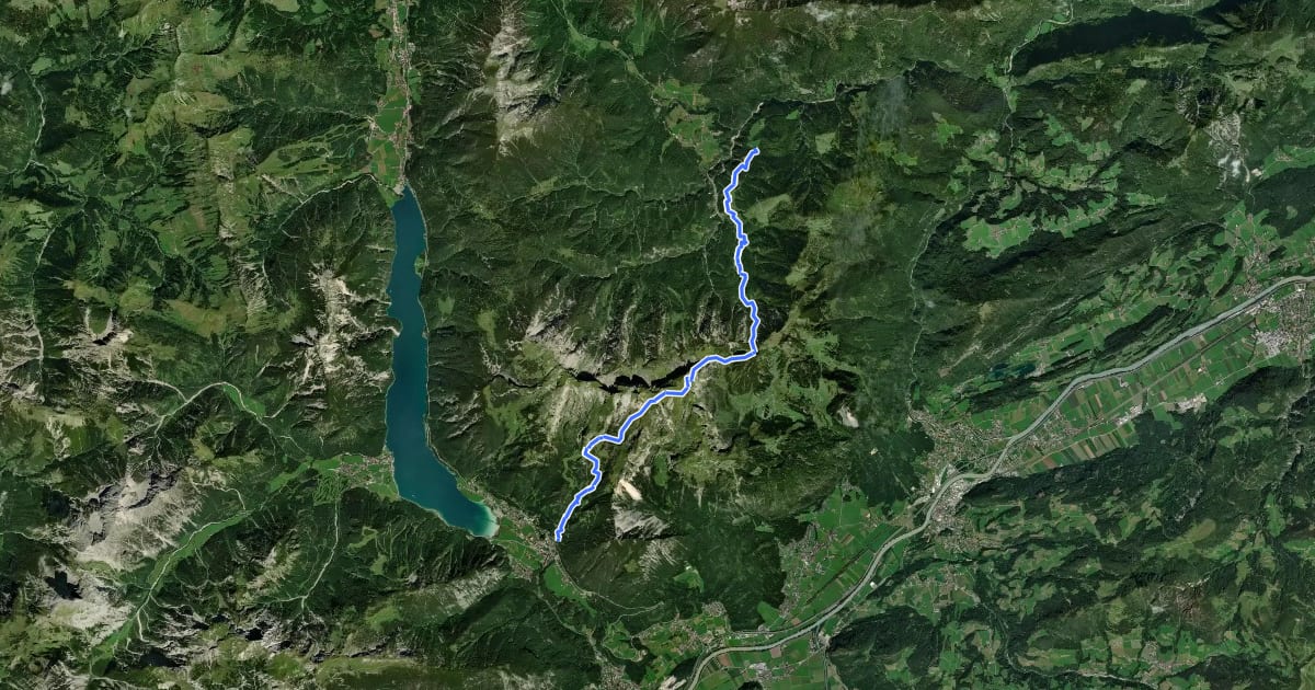 Маршрут Europäischer Fernwanderweg E4, Österreich, Rofan на спутниковом снимке