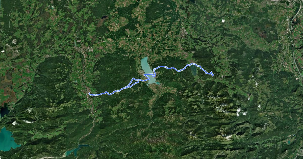 Маршрут Europäischer Fernwanderweg E4 - Teil Deutschland (Region Tegernsee) на спутниковом снимке