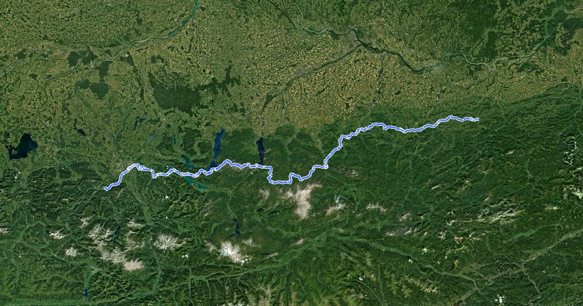 Маршрут Europäischer Fernwanderweg E4 (von Salzburg nach Gresten) на спутниковом снимке