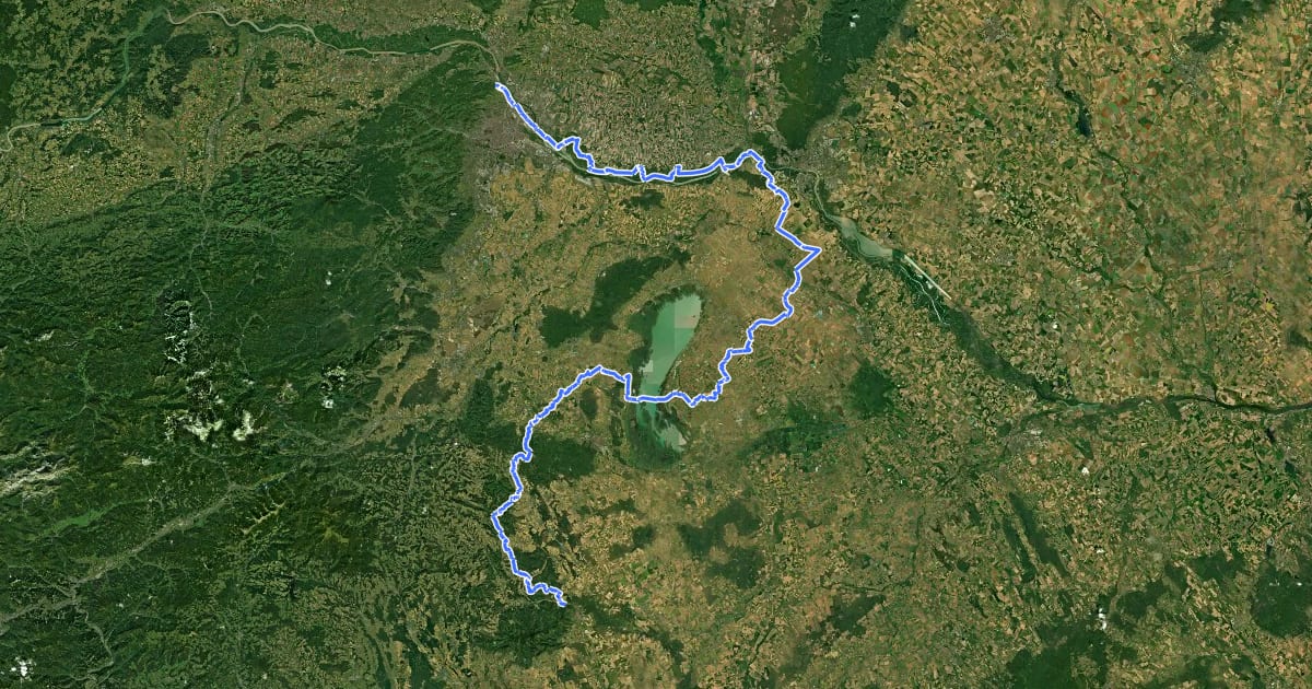 Маршрут Europäischer Fernwanderweg E4 (Wien - Rattersdorf) на спутниковом снимке