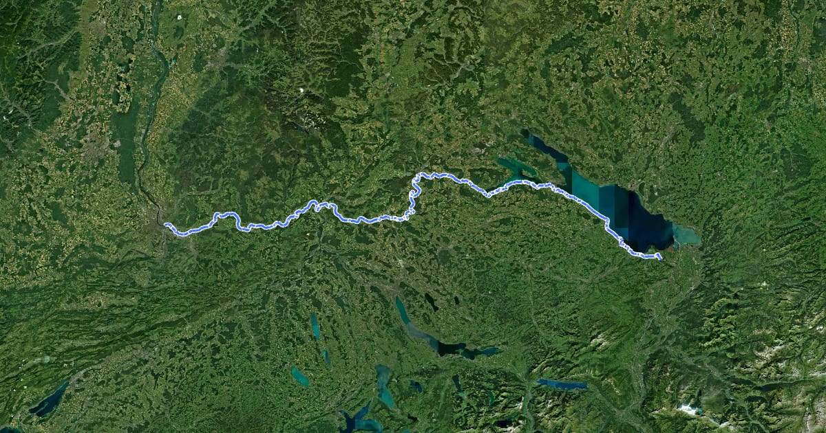 Маршрут Europäischer Fernwanderweg E5, Schweiz на спутниковом снимке