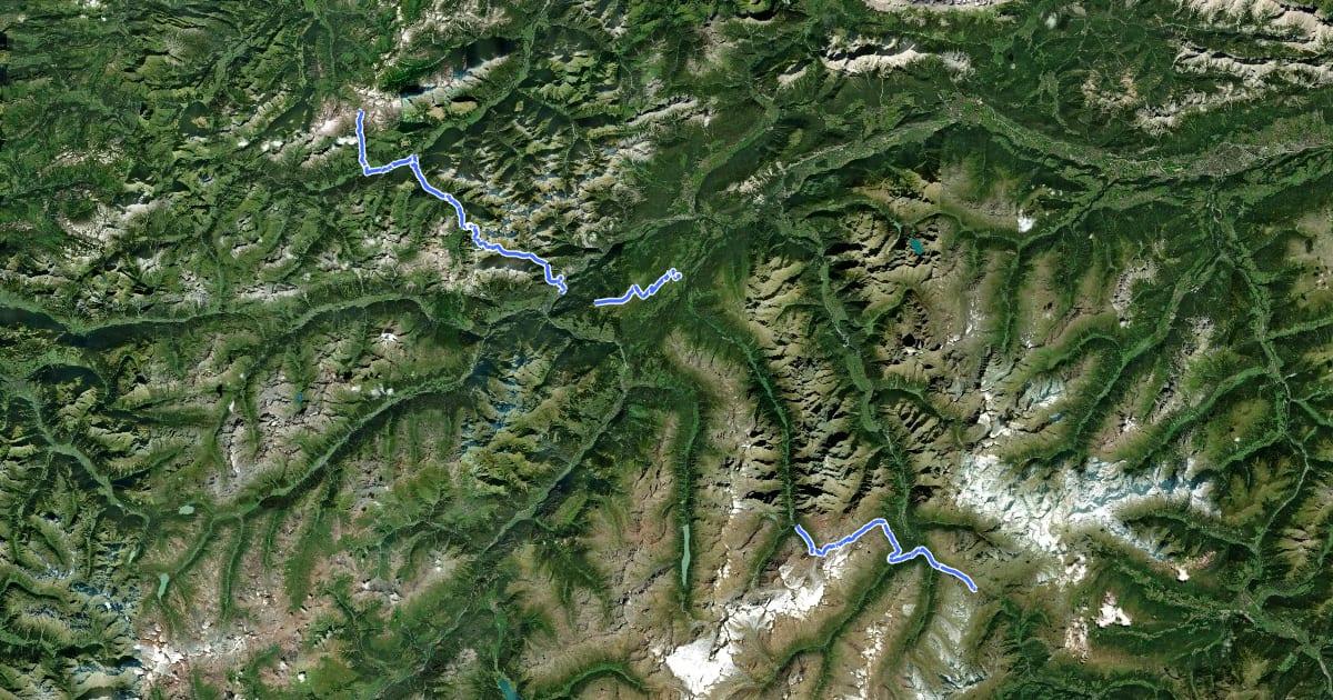 Маршрут Europäischer Fernwanderweg E5, Österreich Tirol на спутниковом снимке