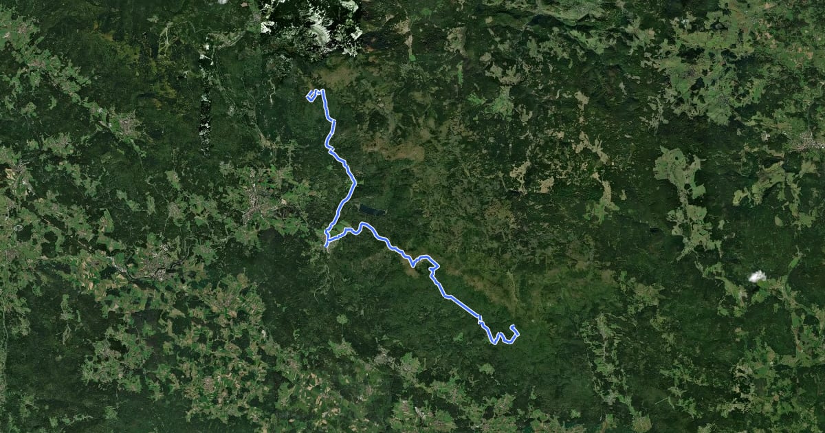 Маршрут Europäischer Fernwanderweg E6, Deutschland, Alternative Bayerischer Wald на спутниковом снимке