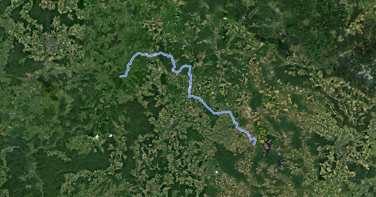 Маршрут Europäischer Fernwanderweg E6, Deutschland, Bayrische Rhön на спутниковом снимке