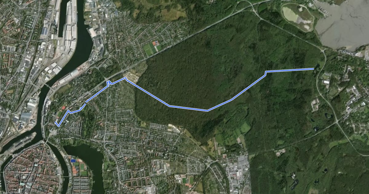 Маршрут Europäischer Fernwanderweg E6, Deutschland, Exkurs Lübeck-Ost на спутниковом снимке