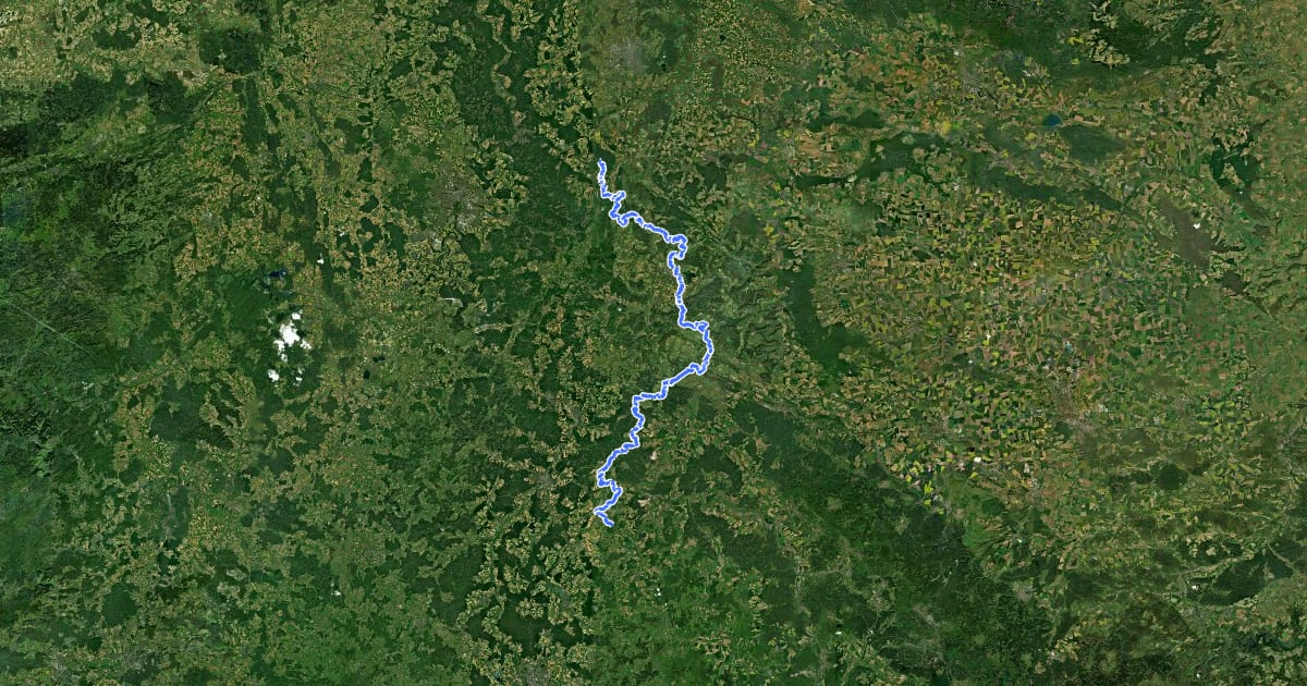 Маршрут Europäischer Fernwanderweg E6, Deutschland, Hessen на спутниковом снимке