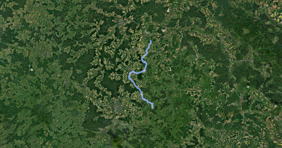 Маршрут Europäischer Fernwanderweg E6, Deutschland, Hessische Rhön на спутниковом снимке