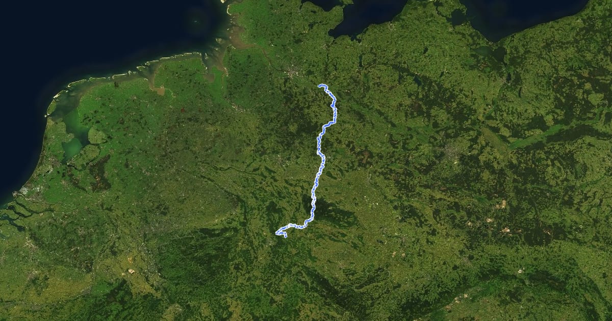 Маршрут Europäischer Fernwanderweg E6, Deutschland, Niedersachsen на спутниковом снимке