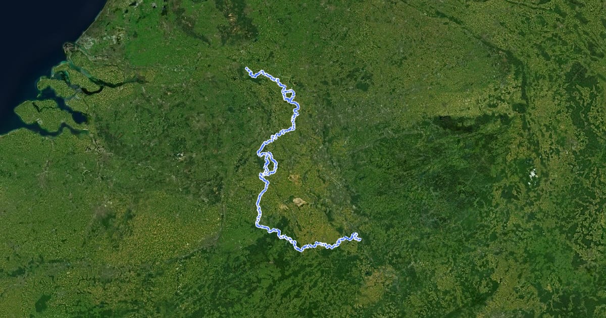 Маршрут Europäischer Fernwanderweg E8, Nordrhein-Westfalen на спутниковом снимке