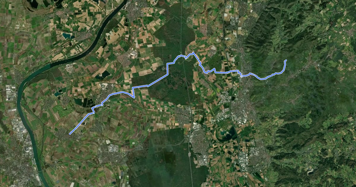 Маршрут Europäischer Fernwanderweg E8, Odenwald West на спутниковом снимке