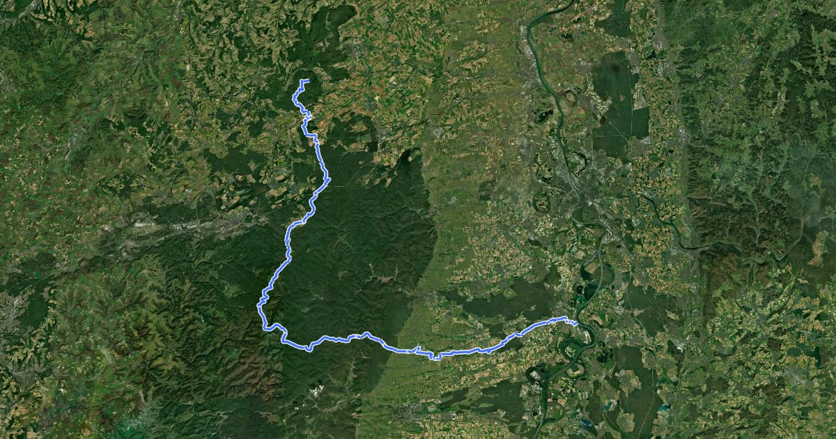 Маршрут Europäischer Fernwanderweg E8, Südvariante Rheinland-Pfalz на спутниковом снимке