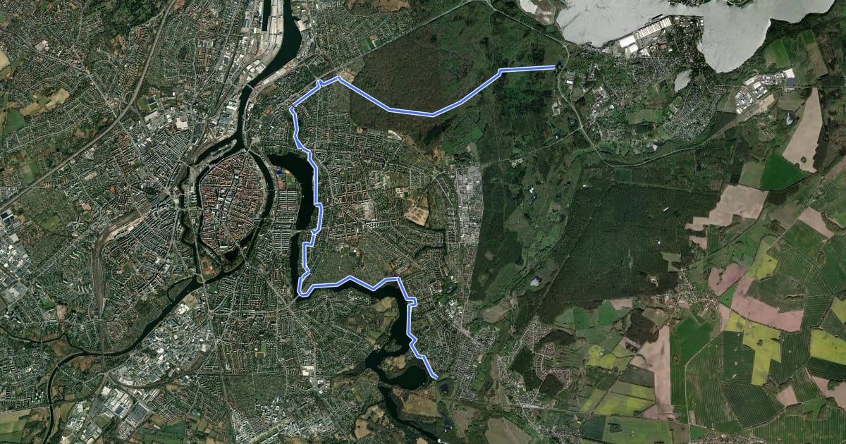 Маршрут Europäischer Fernwanderweg E9, Deutschland, Alternativroute Lübeck на спутниковом снимке