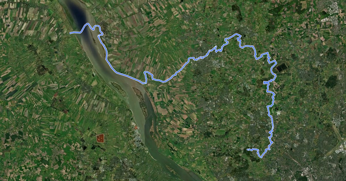 Маршрут Europäischer Fernwanderweg E9, Deutschland, Schleswig-Holstein (West) на спутниковом снимке