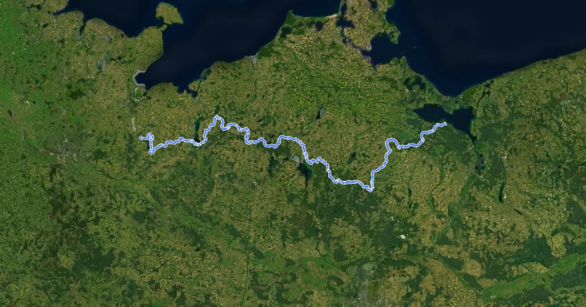 Маршрут Europäischer Fernwanderweg E9A (Naturparkweg) на спутниковом снимке