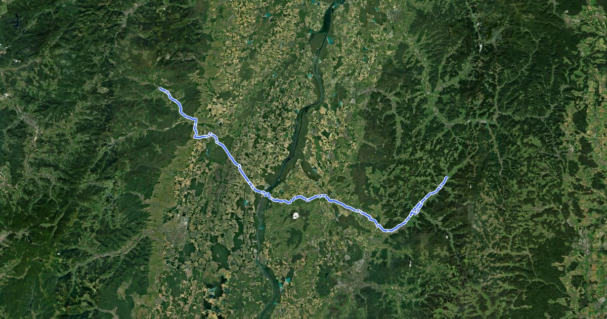 Маршрут Europäischer Radwanderweg Elzach - Villé на спутниковом снимке