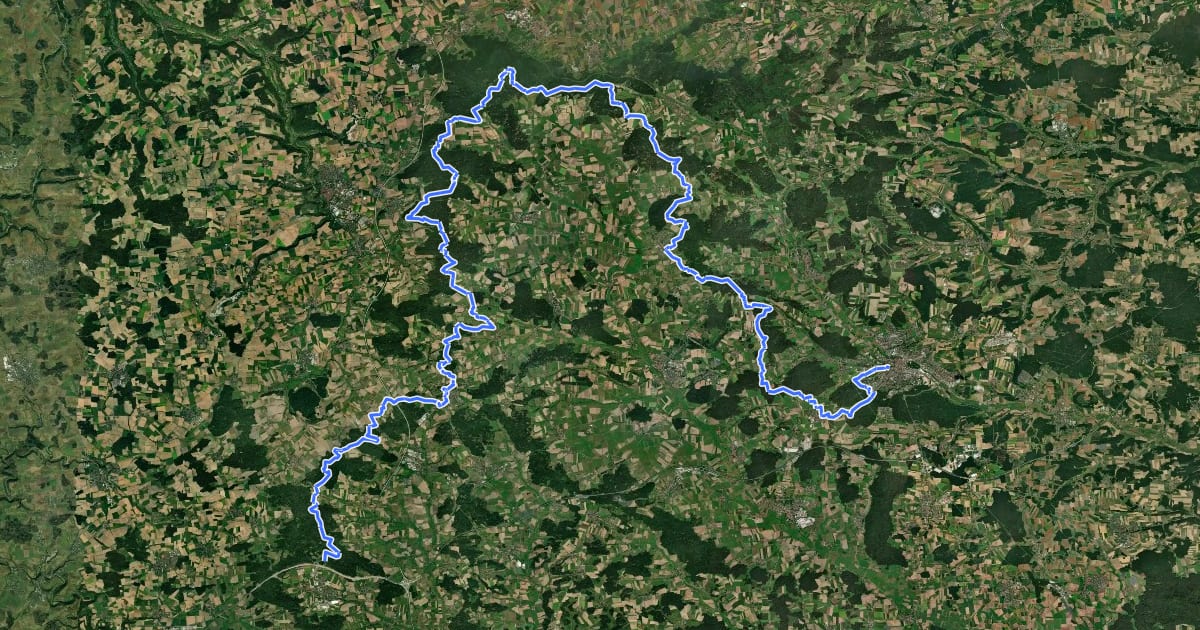 Маршрут Europäischer Wasserscheideweg на спутниковом снимке