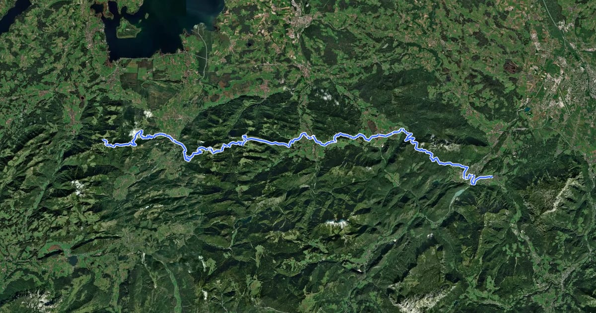 Маршрут European Long distance path E 4 - part Germany (region Chiemgau Alps) на спутниковом снимке