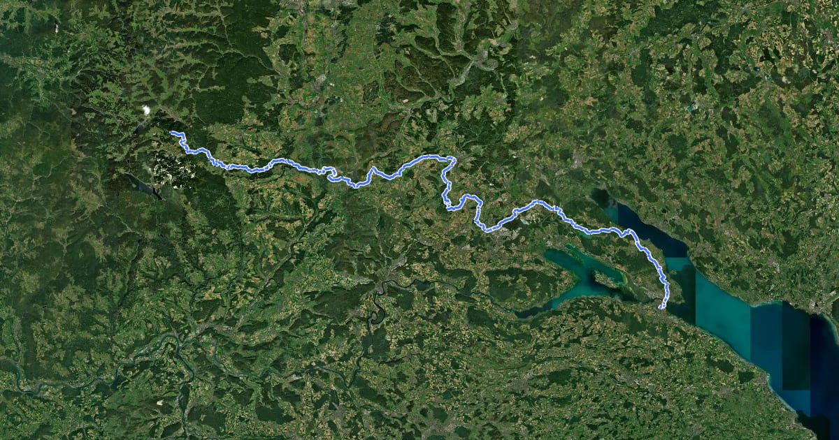 Маршрут European Long distance path E1 - part Germany, Baden-Wuerttemberg (region Schwarzwald south) на спутниковом снимке