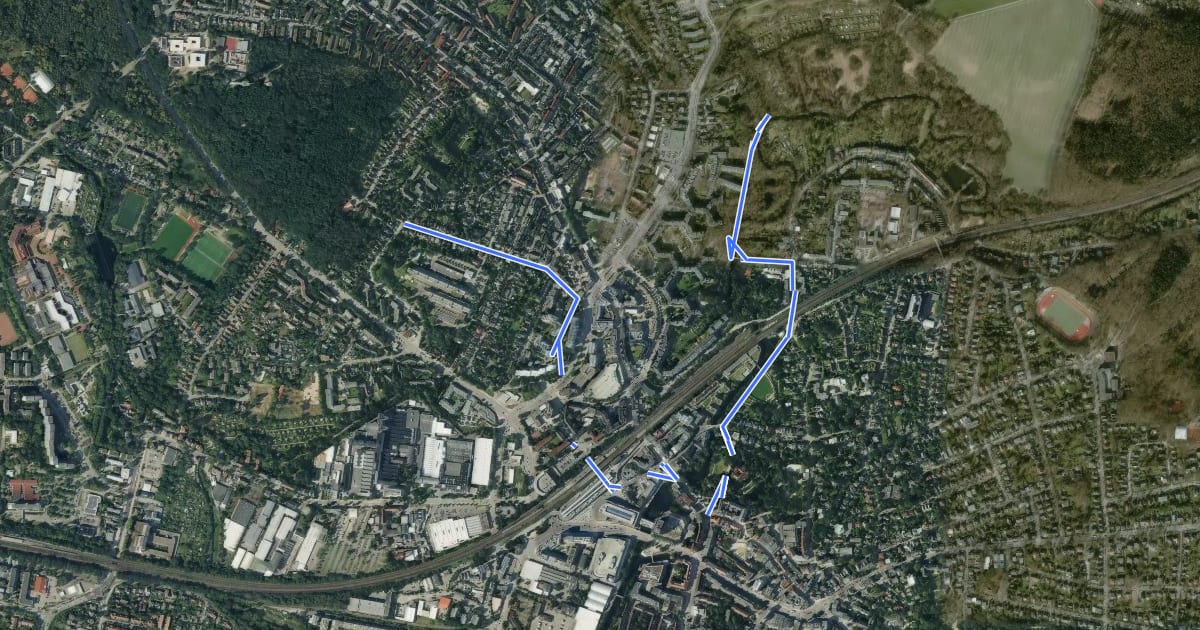 Маршрут European Long distance path E1 - part Germany, Hamburg (alternative route Bergedorf) на спутниковом снимке