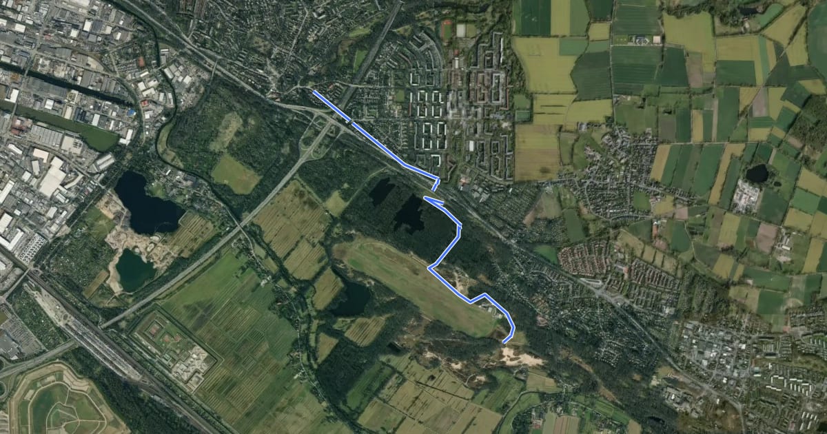 Маршрут European Long distance path E1 - part Germany, Hamburg (alternative route Boberger Düne) на спутниковом снимке