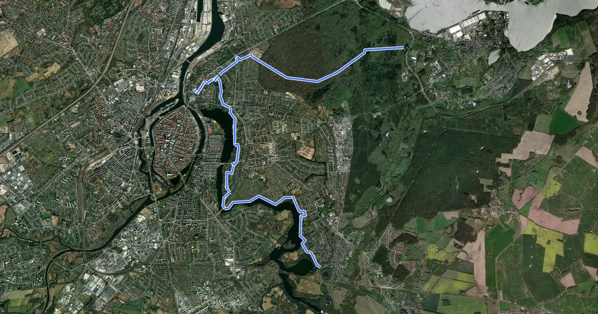 Маршрут European Long distance path E1 - part Germany, Schleswig-Holstein (alternative route Lübeck) на спутниковом снимке