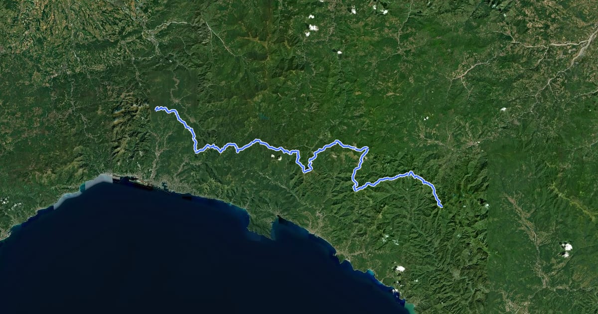 Маршрут European Long distance path E1 - part Italy - Liguria на спутниковом снимке