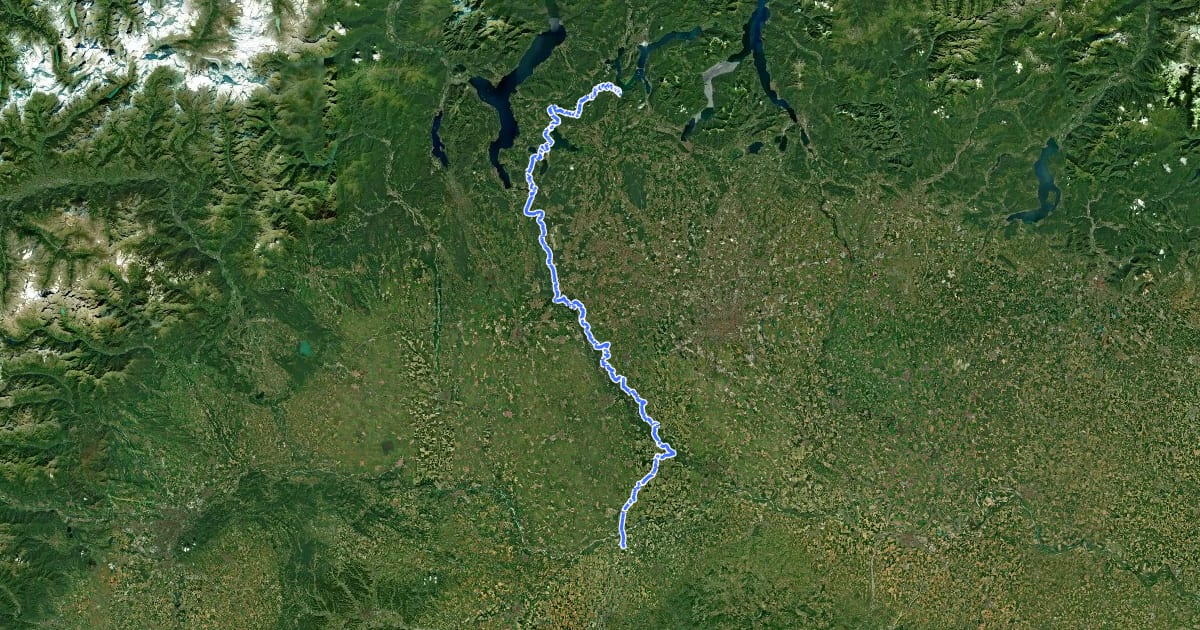 Маршрут European Long distance path E1 - part Italy - Lombardy на спутниковом снимке