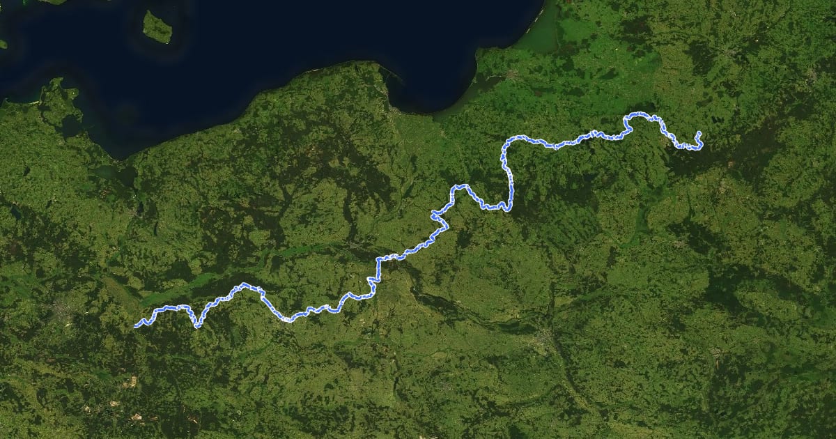 Маршрут European long distance path E11 - part Poland на спутниковом снимке