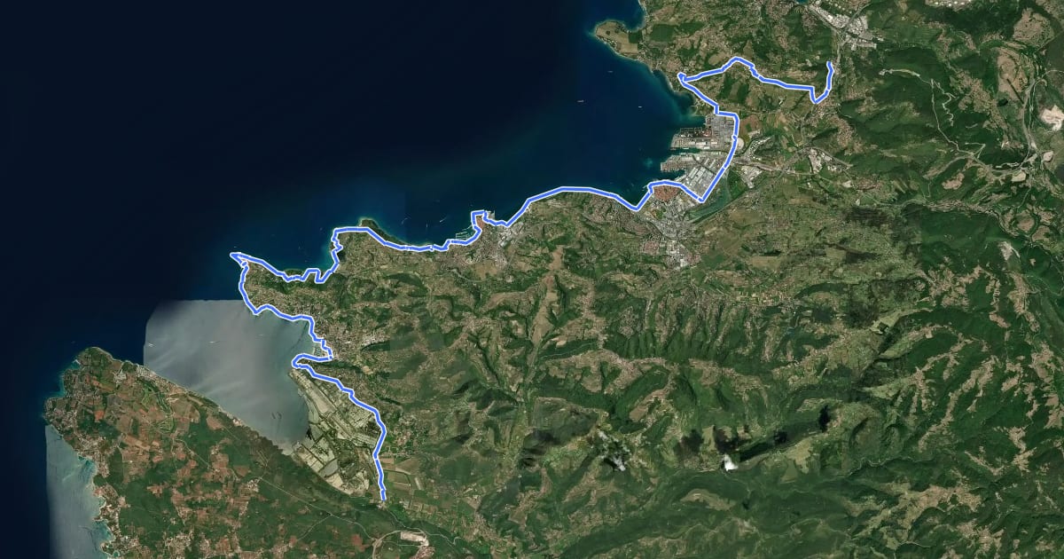 Маршрут European long distance path E12 - part Slovenia на спутниковом снимке