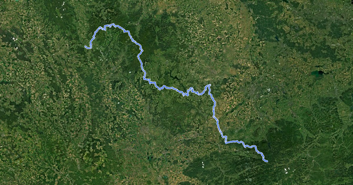Маршрут European long distance path E3 - part Czech Republic, Morava на спутниковом снимке