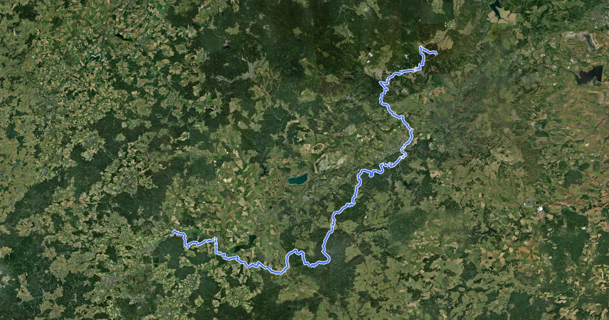 Маршрут European long distance path E3 - part Czech Republic, North West на спутниковом снимке