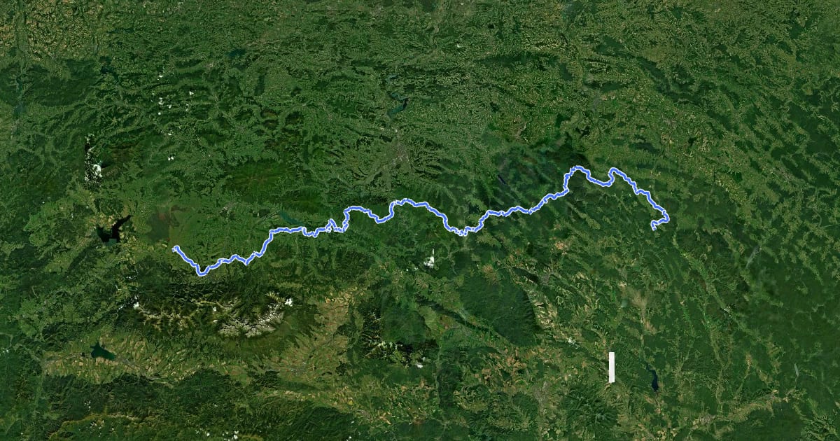 Маршрут European long distance path E3 - part Poland (east) на спутниковом снимке