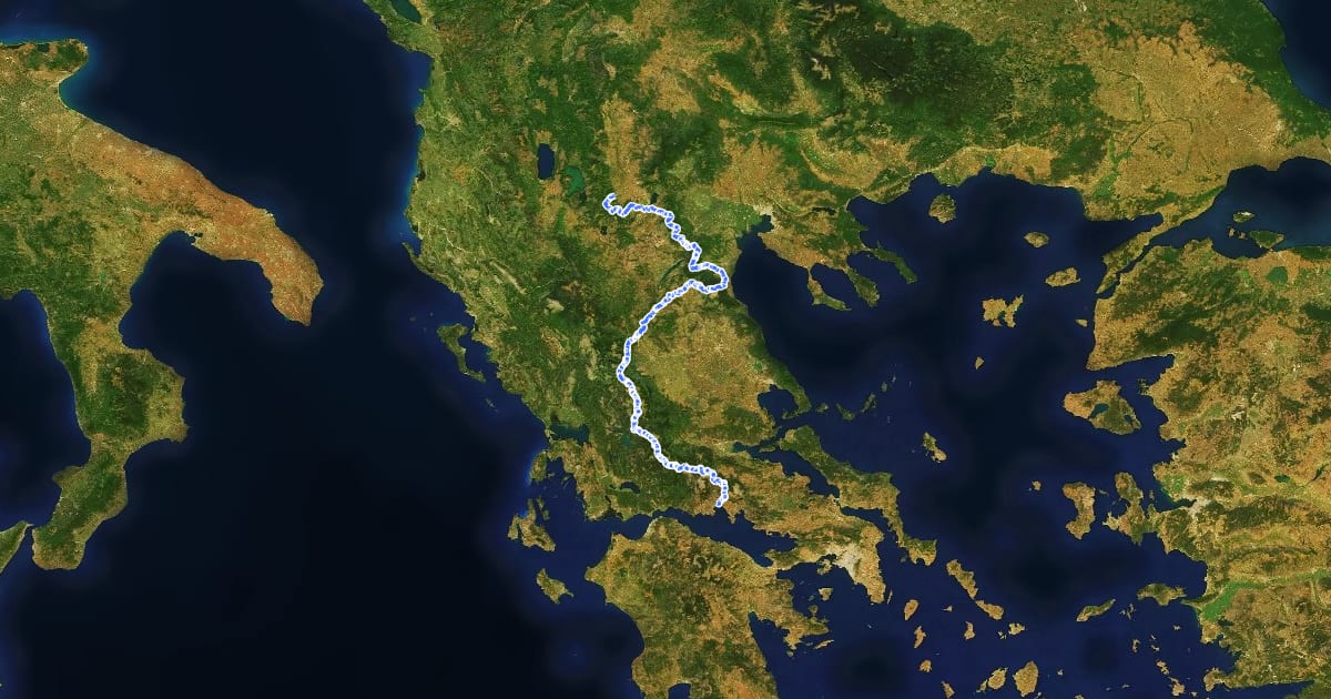 Маршрут European long distance path E4 - part Greece, Central на спутниковом снимке