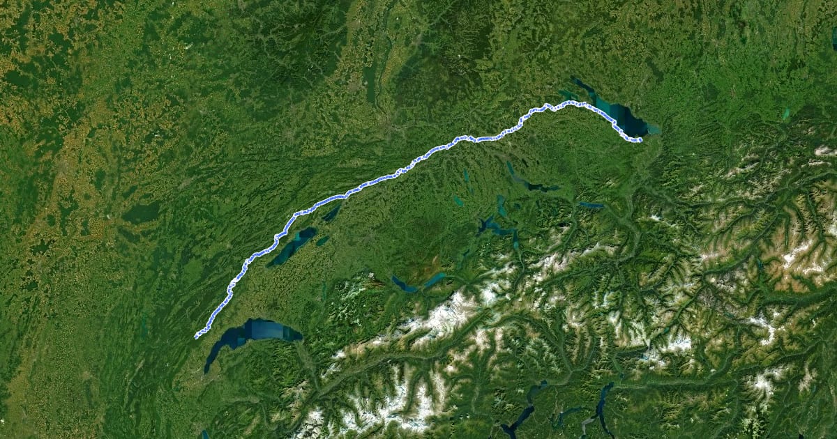Маршрут European long distance path E4 - part Switzerland на спутниковом снимке
