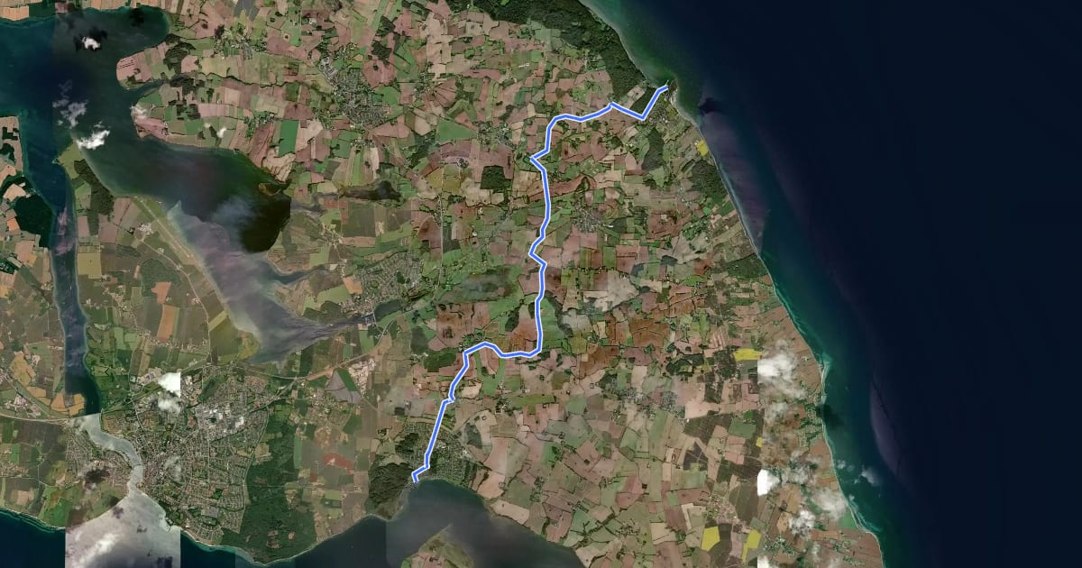 Маршрут European long distance path E6: Fynshav - Høruphav на спутниковом снимке