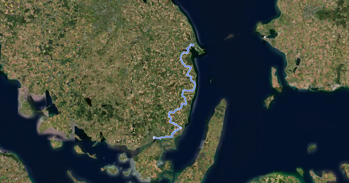 Маршрут European long distance path E6: Nyborg - Svendborg на спутниковом снимке