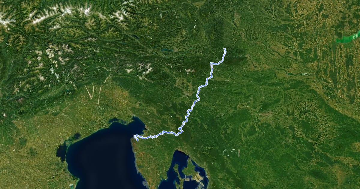 Маршрут European long distance path E6 - part Slovenia на спутниковом снимке