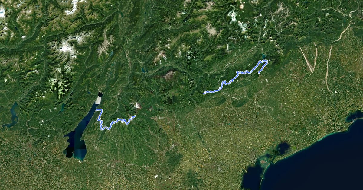 Маршрут European long distance path E7 - part Italy на спутниковом снимке