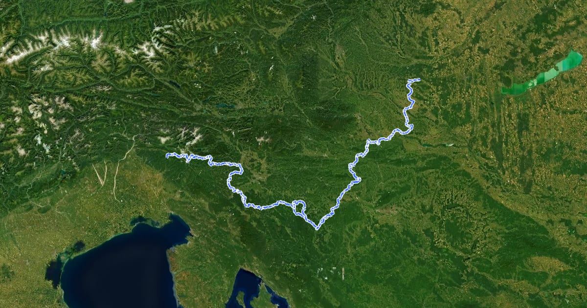 Маршрут European long distance path E7 - part Slovenia на спутниковом снимке