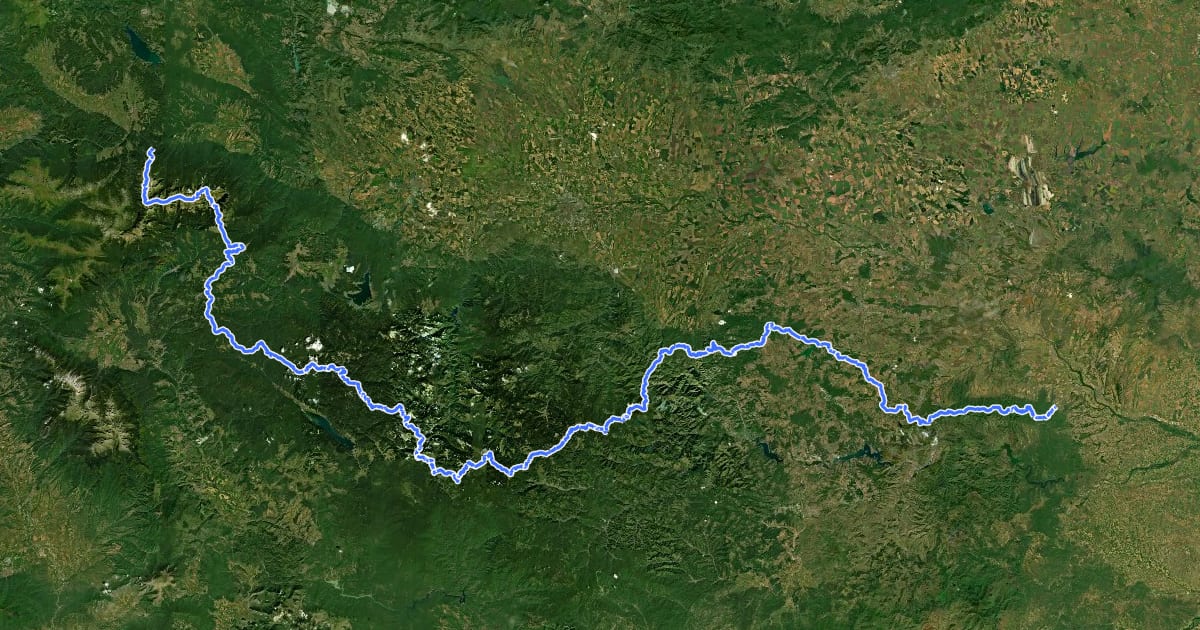 Маршрут European long distance path E8 - part Bulgaria на спутниковом снимке