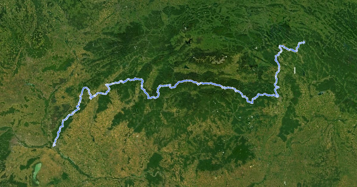 Маршрут European long distance path E8 - part Slovakia на спутниковом снимке