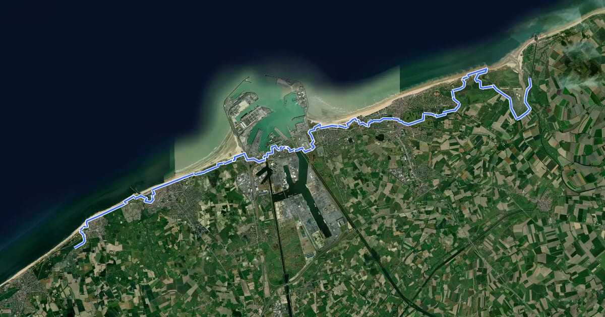 Маршрут European long distance path E9 - B-NL на спутниковом снимке