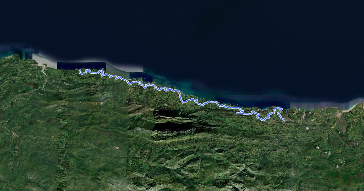 Маршрут European long distance path E9 east Asturies на спутниковом снимке