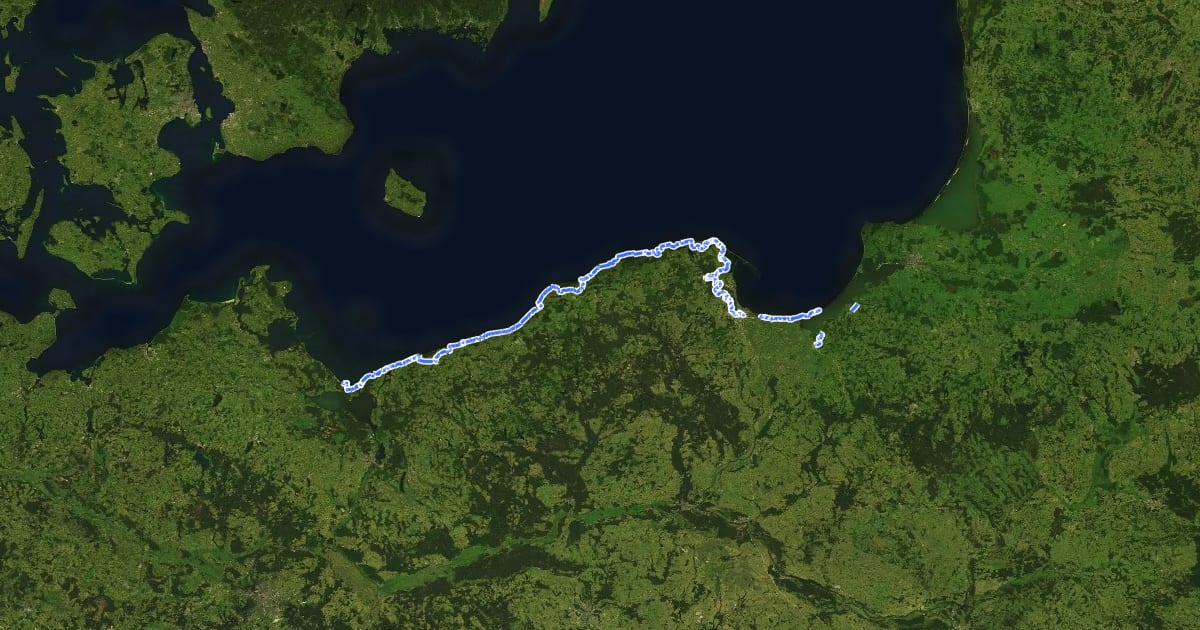 Маршрут European long distance path E9 - part Poland на спутниковом снимке
