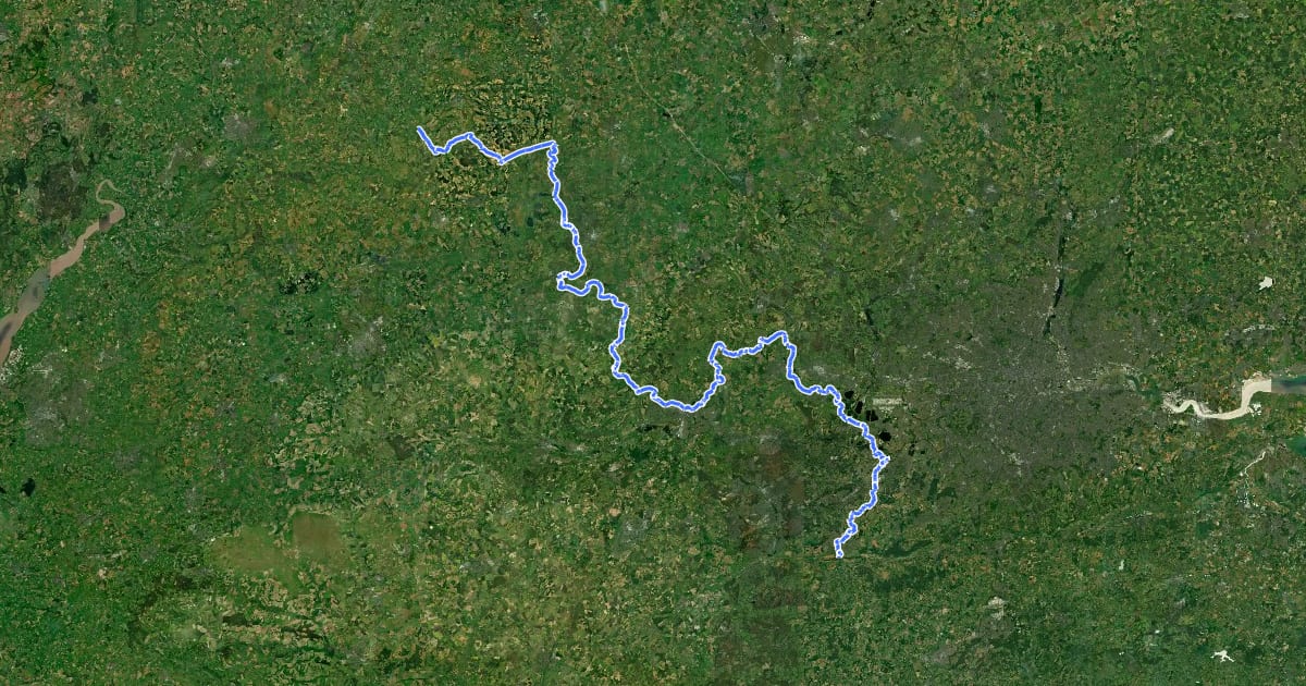Маршрут European walking route E2 west, UK, South East England на спутниковом снимке