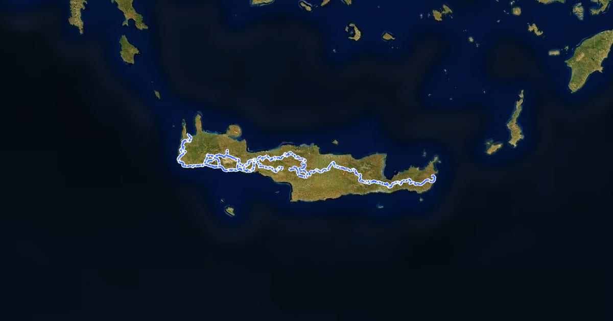 Маршрут European Walking Route E4, Greece, Crete на спутниковом снимке