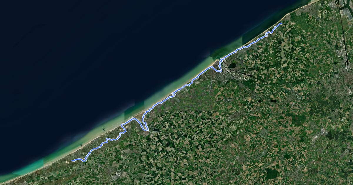 Маршрут Europese wandelroute E9, Belgie на спутниковом снимке