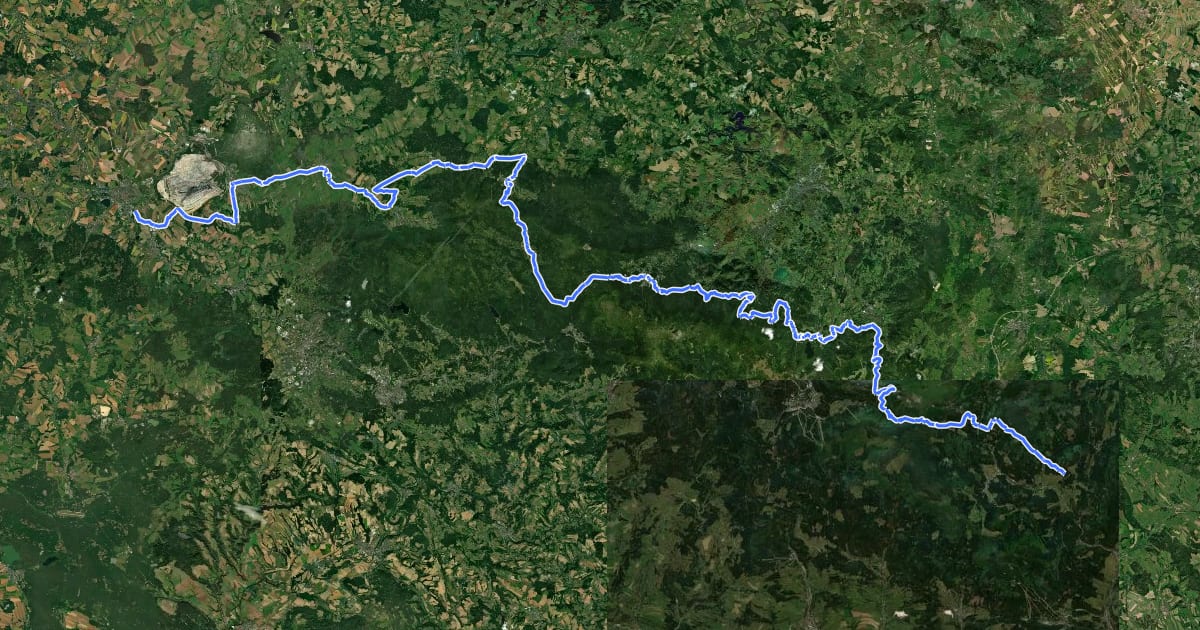 Маршрут Euroregionalny Szlak Rowerowy ER-2 на спутниковом снимке
